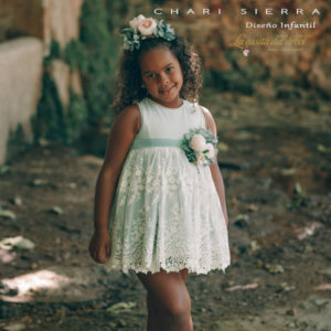 VESTIDO VUELO SIMONETTA EN TUL BORDADO SOBRE LUREX CELESTE EMPOLVADO, CHARI SIERRA, VERANO 2021