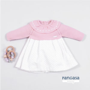 VESTIDO CON CUBREPAÑAL COMBINADO TOPITOS, PANGASA, INVIERNO 2022